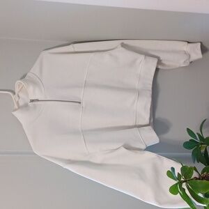 Divided By H&M, Sz M, Crop, 1/4 Zip, Pure White Sweatshirt. Polyester